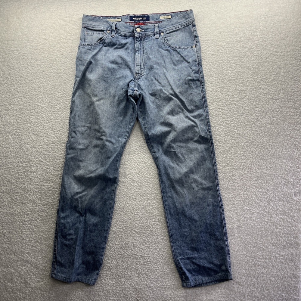 Alberto Jeans Mens 33x32 Blue Stone Denim Modern Fit Fancy Handcrafted 33x28 Fit